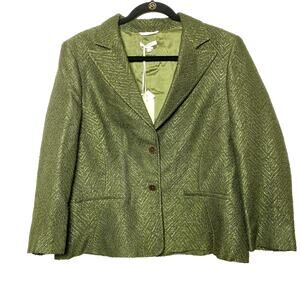 Santorelli Made In Italy Green Textured Blazer Jacket Green Size 16 NWT Mature